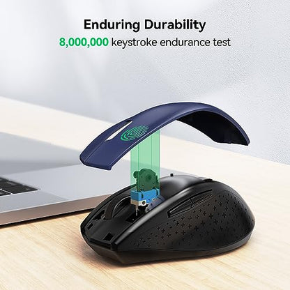 TECKNET Wireless Mouse, 2.4G USB Computer Mouse with 6-Level Adjustable 4800 DPI, 30 Months Battery, Ergonomic Grips, 6 Buttons Portable for PC, Chromebook, Mac - Blue - color: Blue