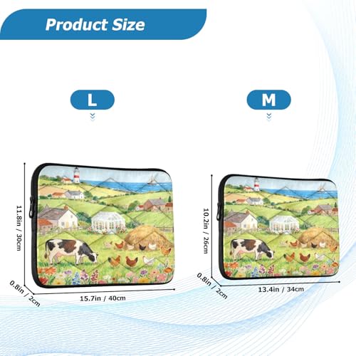Cute Spring Scene Green Waterproof Laptop Sleeves 14-16 Inch Padded Quilted Laptop Protector Bag Notebook Case - color: Cute Spring Scene Green, size: Large
