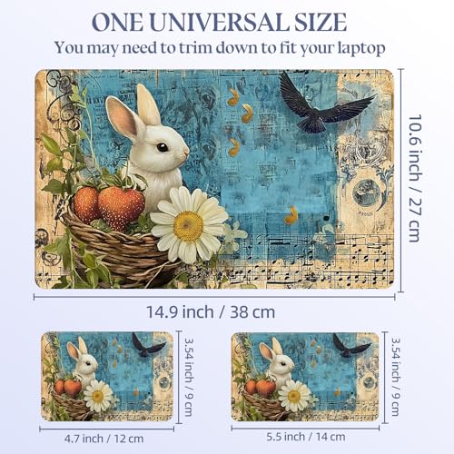 Universal Laptop Skin Sticker Decal,15.6 Inch Laptop Vinyl Cover for 13"-15.6" Laptop,Scratch-Resistant Waterproof Protector Wrap,Reusable with Wrist Pads,Rabbit with Strawberries and Daisy - color: Rabbit with Strawberries and Daisy