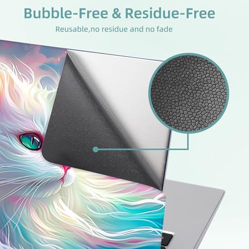 Universal Laptop Skin Decal, 3-Piece Vinyl Protector for 12 13 14 15.6" Notebook, Waterproof Anti-Scratch, Easy Trim & Bubble-Free Finish, Cat with Pink and Blue Fur - color: Cat with Pink and Blue Fur