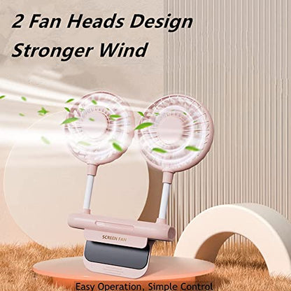 Desktop Fan with 2 Rotatable Heads, 3 Speeds, Sturdy Clamp, USB Powered Cooling Fan for Office Desk & Laptop - color: Pink