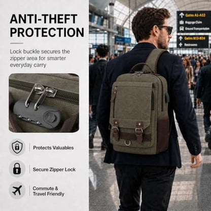 Sling Bag Large Capacity: Crossbody Bag for Men Fits 15.6 Inch Laptop A4 Files with Anti Theft USB Port - color: Army Green-xl