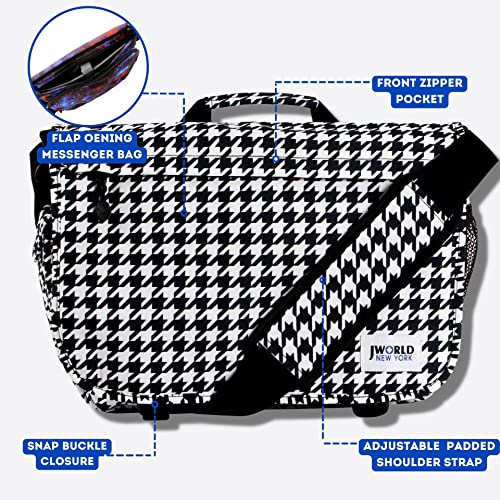 J World New York Thomas Laptop Messenger Bag for Women & Men. Kids Computer Bookbag - color: Houndstooth