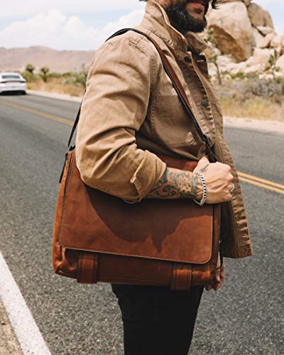 FRYE Men's Logan Messenger Bag, Cognac, One Size - color: Cognac Antique Pull Up