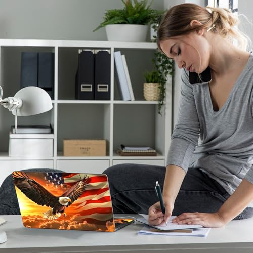 Laptop Skin Sticker Decal 12" 13" 13.3" 14" 15" 15.6",Waterproof Scratch Resistant Vinyl,Reusable Easy to Apply,for MacBook HP Dell Notebooks Netbooks Laptop,2 Wrist Pads,Flag Eagle Dusk - color: Flag Eagle Dusk