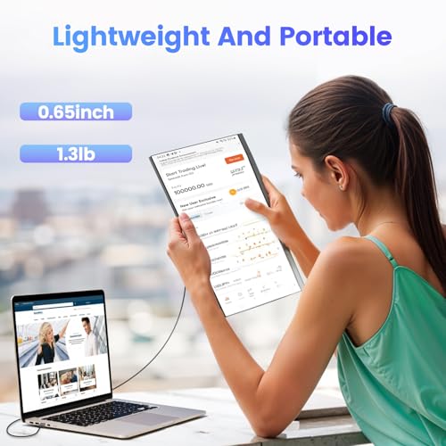 Teamgee 15.6" Laptop Screen Extender, Slim & Lightweight Portable Monitor for Laptop (Fits 13-17"), Full HD IPS, 360° Rotating Stand, USB-C Plug & Play, RGB Lighting, Thin Bezels - size: Dual 15.6"