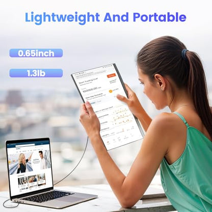 Teamgee 15.6" Laptop Screen Extender, Slim & Lightweight Portable Monitor for Laptop (Fits 13-17"), Full HD IPS, 360° Rotating Stand, USB-C Plug & Play, RGB Lighting, Thin Bezels - size: Dual 15.6"