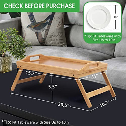 Artmeer Bed Tray Table with Foldable Legs,Bamboo Breakfast Tray with Handles Ideal for Sofa, Bed, Eating,Working,Used As Laptop Desk Snack Tray 2 Pack Bamboo - color: Bamboo-2 Pack