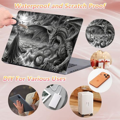 Laptop Skin Sticker Decal 12" 13" 13.3" 14" 15" 15.6",Waterproof Scratch Resistant Vinyl,Reusable Easy to Apply,for MacBook HP Dell Notebooks Netbooks Laptop,2 Wrist Pads,Black Dragon Warrior - color: Black Dragon Warrior