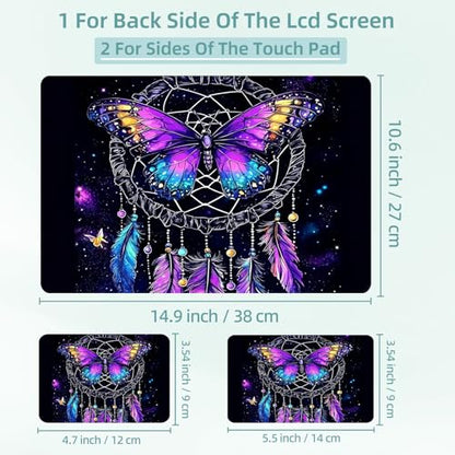 Universal Laptop Skin Decal, 3-Piece Vinyl Protector for 12 13 14 15.6" Notebook, Waterproof Anti-Scratch, Easy Trim & Bubble-Free Finish, Butterfly with Wings is Flying - color: Butterfly with Wings is Flying