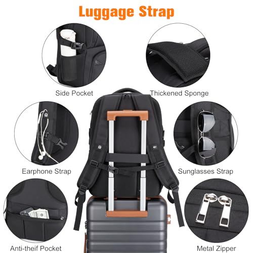 Insulated Lunch Backpack Fit 17" Laptop with Cooler Compartment | 2 In 1 Work Backpack with Lunch Box, Lunch Compartment, Water-Resistant, Lightweight, College Couputer Bag, Men & Women - color: Black