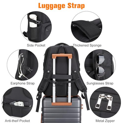 Insulated Lunch Backpack Fit 17" Laptop with Cooler Compartment | 2 In 1 Work Backpack with Lunch Box, Lunch Compartment, Water-Resistant, Lightweight, College Couputer Bag, Men & Women - color: Black