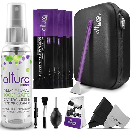 Altura Photo Camera Cleaning Kit, APS-C Sensor Cleaner for DSLR Mirrorless | Streak-Free Results, Includes All-Natural Cleaner, Swabs, Pen, Blower, Brush, Cloth & Hard Case - style: APS-C