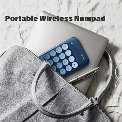 MOFII Wireless Number Pads, Colorful 2.4G Wireless 18 Keys Numeric Keypad Portable 10 Key Numpad for Financial Accounting, Laptop, PC, Computer, Notebook- Blue - color: Blue Gradient