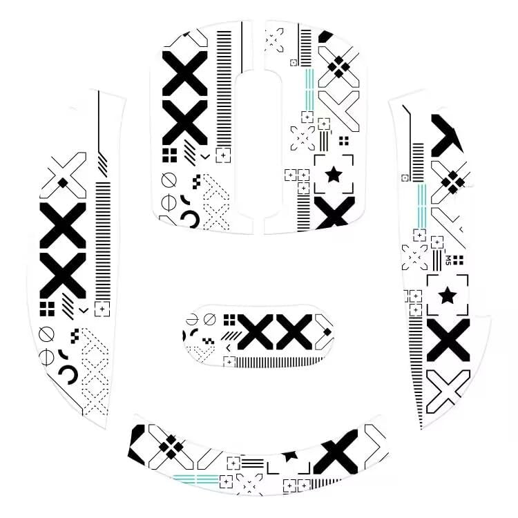 ATTACK SHARK Mouse Anti Slip Grip Tape for X3 Wireless Gaming Mouse - White | Pre-Cut Universal Tape, Skins, Sweat Resistant, Elastics Refined Side Grips, Ultra-thin 0.5mm (0.02in) for Bluetooth Mouse - color: White & Black