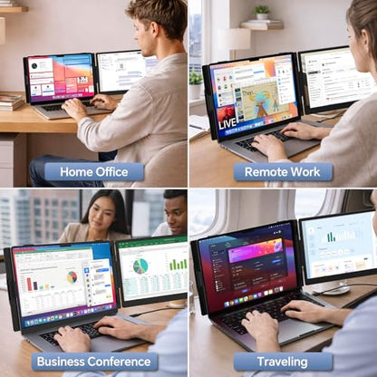 14" Laptop Screen Extender, Ultra-Slim 0.17" FHD 1080P IPS Portable Monitor for Laptop, USB C/HDMI Plug & Play, Fits 13"-17.3" Laptops, Work with Windows/Mac/Chrome,