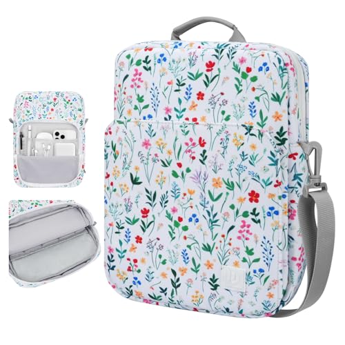 Dadanism 9-11 Inch Tablet Sleeve Bag Carrying Case with Shoulder Strap | Fits iPad (A16) 11", iPad 10th Gen 10.9", iPad Air M4/Pro M5 11", iPad 9/8/7th 10.2", Galaxy Tab A11+ 11", Blooming Bouquet - color: Blooming Bouquet, size: 9-11 Inch