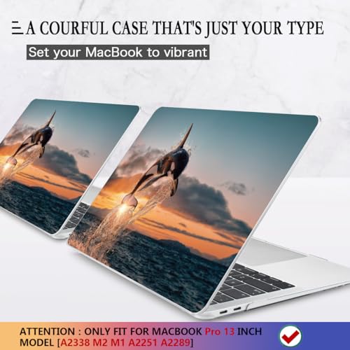 CISSOOK Compatible with MacBook Pro 13 inch Case 2023 2022 2021 2020 Release M2 M1 Chip A2338 A2251 A2289 Model with Touch Bar, Protective Plastic Hard Shell Case Cover for Pro 13", Dolphin&Sea - color: Pro13inch-Dolphin&Sea
