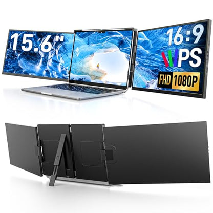 Dopesplay 15.6" Screen Extender for Laptop, FHD 1080P IPS Portable Monitor for Laptops, Triple Dual Laptop Extended Monitor Compatible with Windows, Mac, Android, Chrome 13-17 Inch Laptops - size: 15.6inch