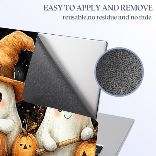 Universal Laptop Skin Sticker Decal,15.6 Inch Laptop Vinyl Cover for 13" 14" 15.6" Laptop,Scratch-Resistant Waterproof Protector Wrap,Reusable with Wrist Pads,Cute Spirit Pumpkins - color: Cute Spirit Pumpkins
