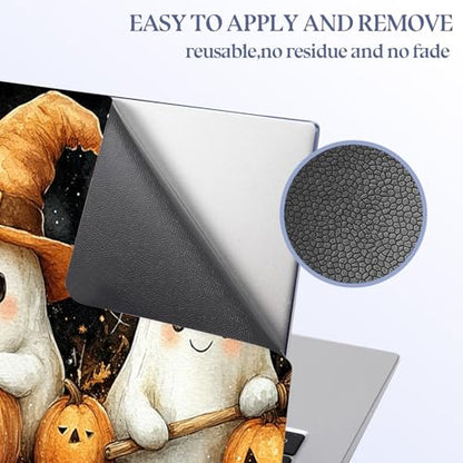 Universal Laptop Skin Sticker Decal,15.6 Inch Laptop Vinyl Cover for 13" 14" 15.6" Laptop,Scratch-Resistant Waterproof Protector Wrap,Reusable with Wrist Pads,Cute Spirit Pumpkins - color: Cute Spirit Pumpkins