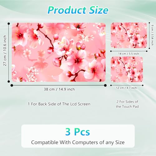 Laptop Skin Sticker Decal 12"-15.6" Universal Laptop/Notebook/Netbook Vinyl - Waterproof Scratch Resistant,Fits HP Dell Lenovo MacBook,2 Free Wrist Pads,Easy Apply & Remove,Cherry Blossom Pink - color: Cherry Blossom Pink