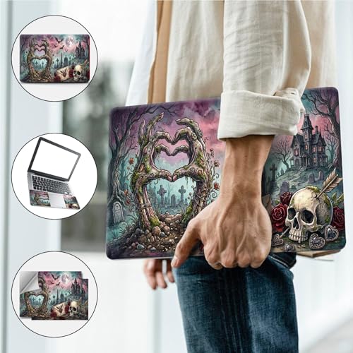 Universal Laptop Skin, DIY Cut-to-Fit Vinyl Cover Compatible with HP, Dell, Lenovo, Mac (13.3" to 15.6"), Anti-Scratch, No Residue & Bubble-Free Protective Decal Sticker, Gothic Zombie Heart - color: Gothic Zombie Heart