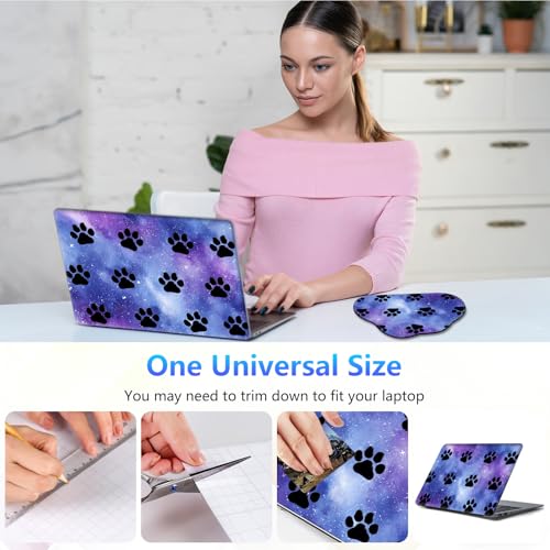 Laptop Skin Sticker Decal 15-15.6 Inch with Cute Mouse Pad, Universal Reusable Vinyl Sticker for 12.1 13 13.3 14 15.4 Inch Netbook and Notebook PC, Galaxy Paw Print - color: Galaxy Paw Print