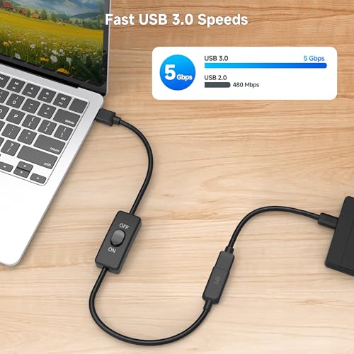 Cable Matters 5Gbps USB 3.0 Extension Cable with On Off Switch, 1ft | Supports Data and Power, USB 3.0 On/Off Switch - size: 1 Foot