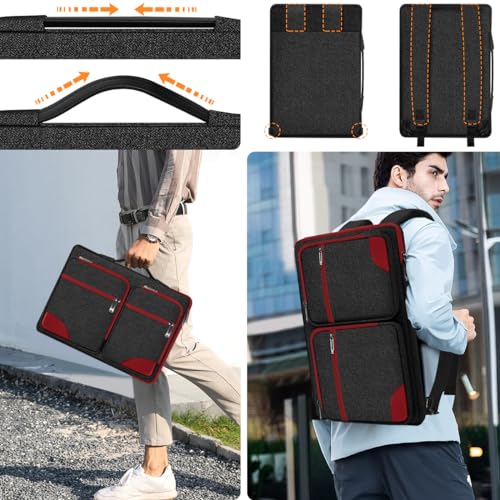 Hseok Laptop Case 15 15.6 16 inch Sleeve with Handle and Hidden Straps,Compatible with MacBook Neo 16",MacBook Pro Air 16" 15", 360°Protective PC Briefcase with 4 Pockets for Accessories,Red - color: Red