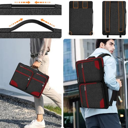 Hseok Laptop Case 15 15.6 16 inch Sleeve with Handle and Hidden Straps,Compatible with MacBook Neo 16",MacBook Pro Air 16" 15", 360°Protective PC Briefcase with 4 Pockets for Accessories,Red - color: Red
