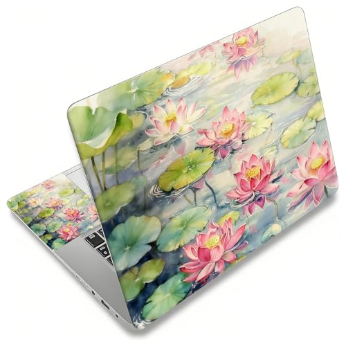 Laptop Skin Sticker Decal, Universal Reusable Vinyl Laptop Cover for 12" 13" 13.3" 14" 15" 15.4" 15.6" Notebook PC, Reusable Waterproof Scratch-Resistant with 2 Wrist Pads,Art Flower Lotus - color: Art Flower Lotus