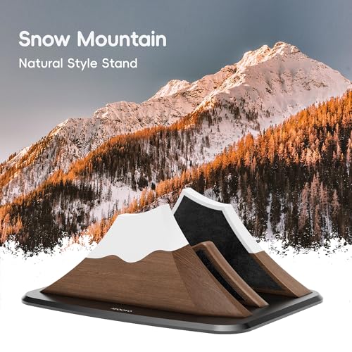 AFOOYO Vertical Dual Laptop Stand - Snow Peak-Shaped Walnut Adjustable Laptop Holder,2 Slots Desktop Dock Compatible with All MacBook, Surface,Chromebook,Dell & More(Walnut) - color: Walnut, size: Dual