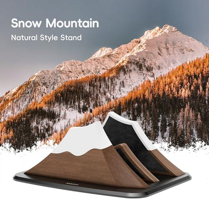 AFOOYO Vertical Dual Laptop Stand - Snow Peak-Shaped Walnut Adjustable Laptop Holder,2 Slots Desktop Dock Compatible with All MacBook, Surface,Chromebook,Dell & More(Walnut) - color: Walnut, size: Dual