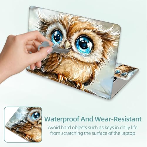 Universal Laptop Skin Decal, 3-Piece Vinyl Protector for 12 13 14 15.6" Notebook, Waterproof Anti-Scratch, Easy Trim & Bubble-Free Finish, Cute Baby Owl - color: Cute Baby Owl