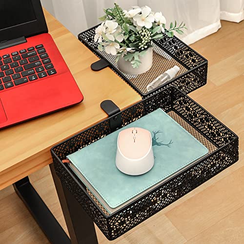Under Desk Drawer, Clamp on Desk Organizer Under Table Hanging Desk Storage | 2PCS under desk organizer: clamp on desk drawer, under desk basket, hanging desk storage, clamp on undertable shelf, no-drill - size: Black 2 Pack