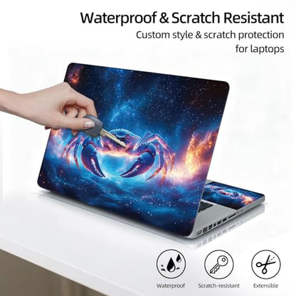 Universal Laptop Skin Sticker Decal, 12"-15.6" Aesthetic Vinyl Wrap, Cosmic Crab Zodiac Waterproof Notebook Cover Art Protector for MacBook HP Dell Lenovo, Fits 13" 14" 15" 15.6" - color: Cosmic Crab Zodiac