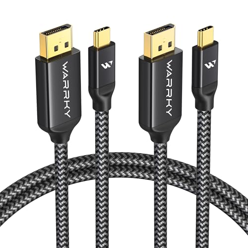 Warrky USB C to DisplayPort Cable for Office and Gaming (8K 60Hz, 4K 240/144Hz) Aluminum Type-C to Display Port Cord [Thunderbolt 3/4 Compatible] for MacBook Pro/Air, iPhone 15, iPad -6ft (2 Pack) - color: Grey, size: 6ft, style: 2 Pack