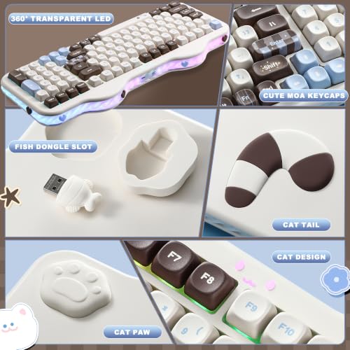 YUNZII C98 Wireless Mechanical Keyboard with Number Pad,98 Key BT5.0/2.4G/USB-C Hot Swap Gasket Mount with PBT MOA Keycaps,Custom RGB,Cute Cake Keyboard for Win/Mac (Choco, Milk V2 Linear Switch) - color: Choco, size: Milk V2 Linear Switch