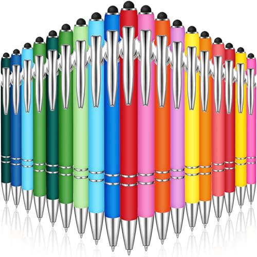 Zonon 38 Pieces Rubberized Ballpoint Pen with Stylus Tip Stylish Metal Pen Capacitive Stylus with Soft Rubberized Grip, Black Ink for Most Devices (Candy Colors) - color: Candy Colors
