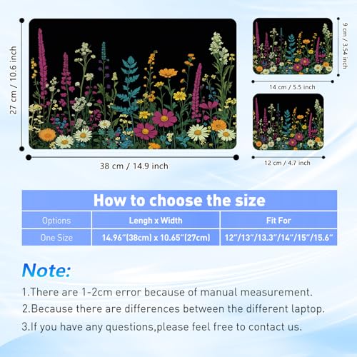 Universal Laptop Skin Sticker Decal with 2 Wrist Pad Skins, Waterproof Scratch Vinyl Cover for 11–15.6 Inch MacBook, HP, Dell, Lenovo, Cutable & Reusable,Dark Floral Garden Art - color: Dark Floral Garden Art