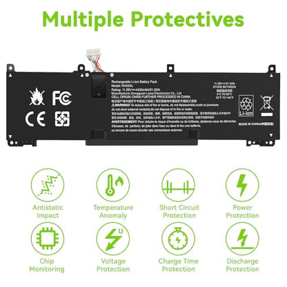 11.58V 51.3Wh RH03XL RH03XL-L Laptop Battery for HP EliteBook 640 G9 G10/650 G10/655 G10 Probook 440 G10/445 G10 G11/450 G9 G10/455 G10/460, TPN-DB0L,TPN-DB0T,TPN-IB0A,TPN-IB0K,TPN-IB0L,TPN-IB0P - size: 10*2.99*0.24inch RH03XL