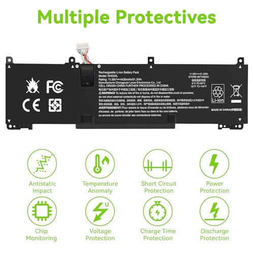 11.58V 51.3Wh RH03XL RH03XL-L Laptop Battery for HP EliteBook 640 G9 G10/650 G10/655 G10 Probook 440 G10/445 G10 G11/450 G9 G10/455 G10/460, TPN-DB0L,TPN-DB0T,TPN-IB0A,TPN-IB0K,TPN-IB0L,TPN-IB0P - size: 10*2.99*0.24inch RH03XL