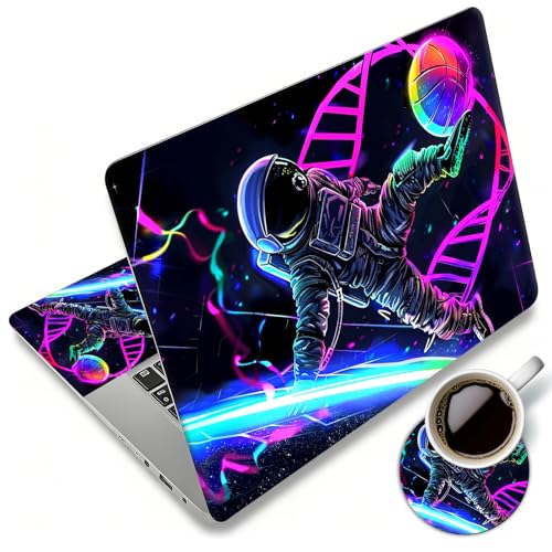 Laptop Skin Sticker Decal 12"-15.6" Universal Laptop/Notebook/Netbook Vinyl - Waterproof Scratch Resistant,Fits HP Dell Lenovo MacBook,2 Free Wrist Pads,Easy Apply & Remove,Cute Pink Astronaut - color: Cute Pink Astronaut