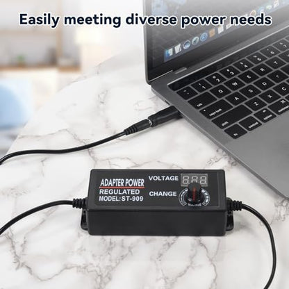 aceyoon Power Supply Adjustable DC 3V ~ 24V and 38 PCS Universal Laptop DC Power Adapter