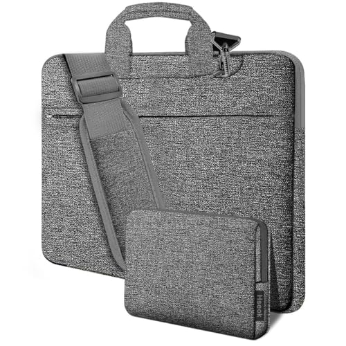 Hseok Laptop Shoulder Bag 15.6-16 inch Case,Water-Resistant Shockproof Computer Handbag with Small Case Compatible with MacBook Pro/Neo 16",Mac Air 15 M5, XPS 15/16 and most 15.6-16 PC,Grey - color: Dark Gray, size: 15.6-16"