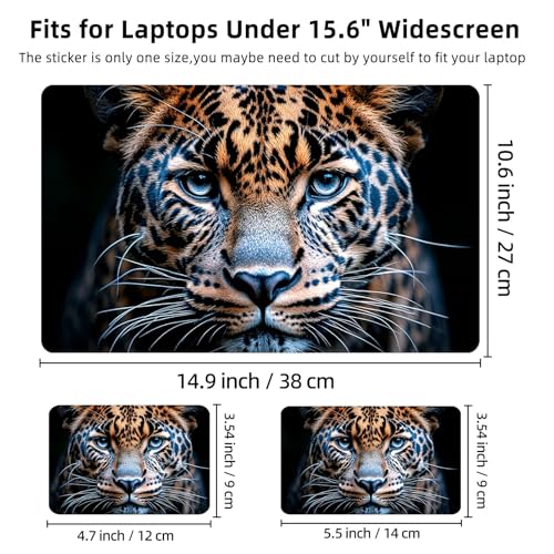 Aesthetic Laptop Skin Cover,12-15.6 Inch Universal Vinyl Sticker Decal,Leopard Face Pattern Waterproof Scratch-Resistant Notebook Wrap,Removable Residue-Free Protector - color: Leopard Face Pattern