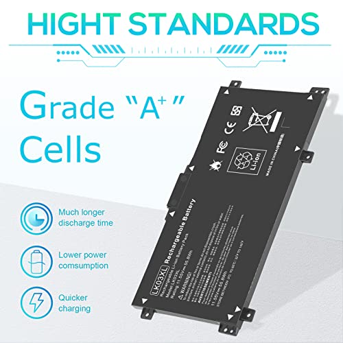 LK03XL Battery for HP Envy X360 Convertible 17m-ae0xx 17-bw 17m-ae111dx 15m-bp1xx 15m-cn0xxx 15-cn0xxx 15m-cp0xxx 15m-cn0012dx 15m-cn0011dx 15m-bq021dx 15m-bp112dx 916368-421 l09281-855 916814-855 - size: LK03XL 8.94*4.96*0.71 in