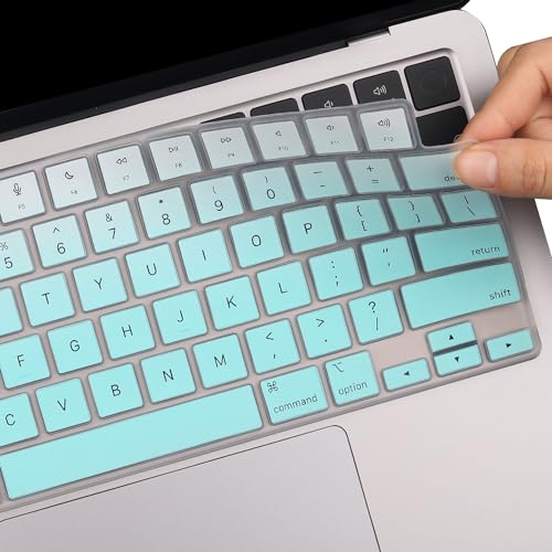 2 Pack Keyboard Cover Skin for 2026-2023 MacBook Air 13" 15" M5 M4 M3 M2, 2026-2021 MacBook Pro 14" 16" M5 M4 M3 M2 M1 Pro/Max, 14.2" 16.2" MacBook Pro /13.6" 15.3" MacBook Air, US,Ombremint - color: Ombremint+TPU