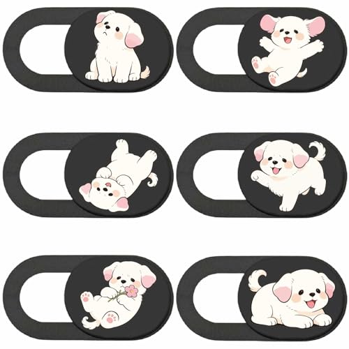 6Pcs 6 Styles Cute Laptop Camera Cover Dog Privacy Guard Accessories, 0.04 Inch Ultra Thin Webcam Cover Slide Protector Blocker for Desktop Computers Tablet Notebook Mini PC Office Use - color: Dog